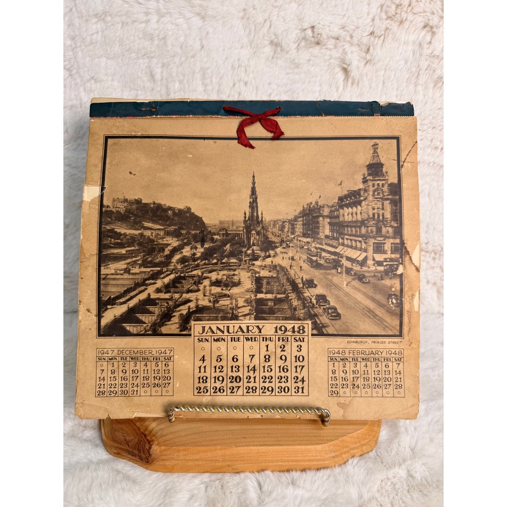 Vintage 1948 Valentines Bonnie Scotland Calendar 12 Month Edinburgh Skye Arran